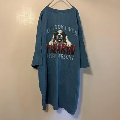 ビッグドッグス クルーネック 半袖 バックプリント Tシャツ L 青 コットン