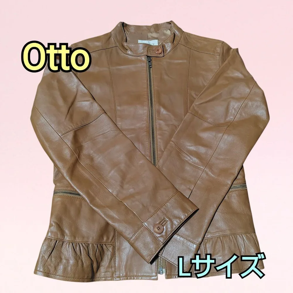 Otto ラム レザー ジャケット ライダージャケット ブラウン Lサイズ