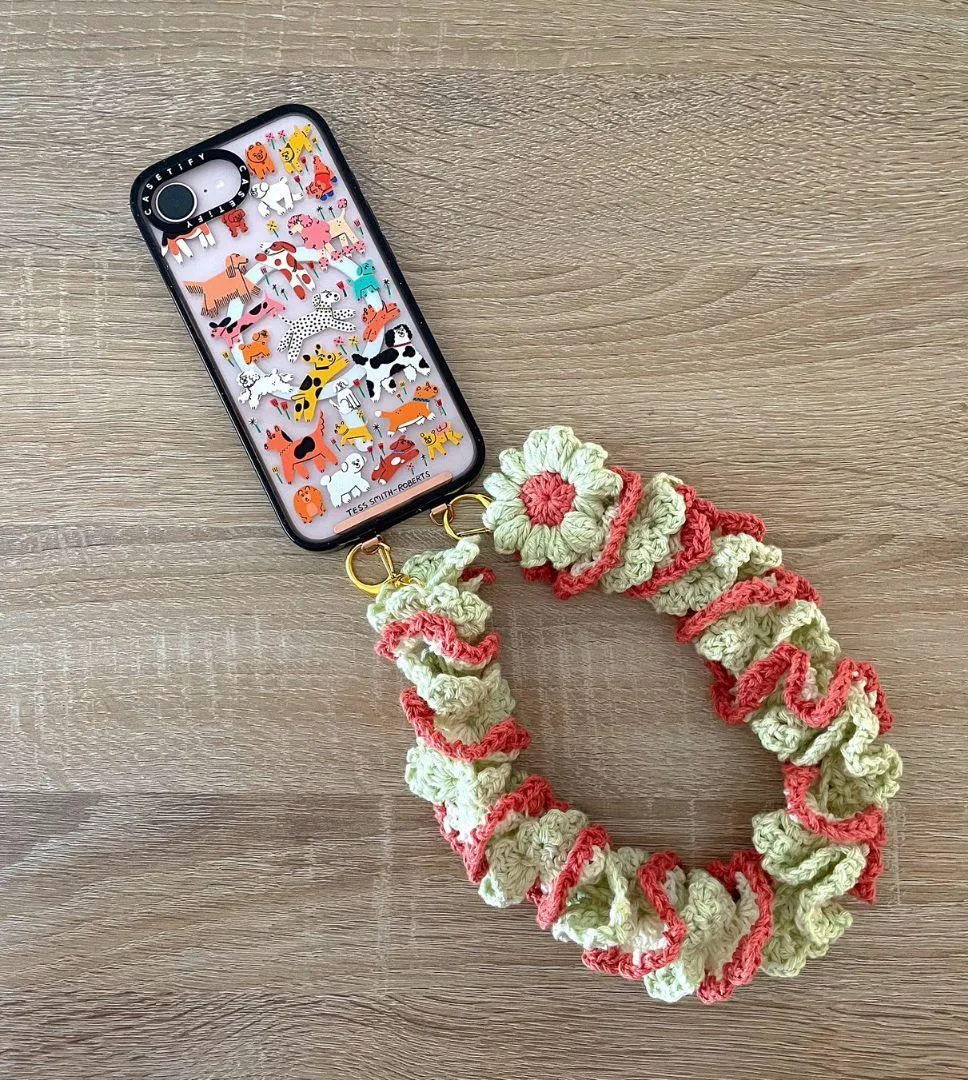 ハンドメイド スマホショルダーストラップ フリル