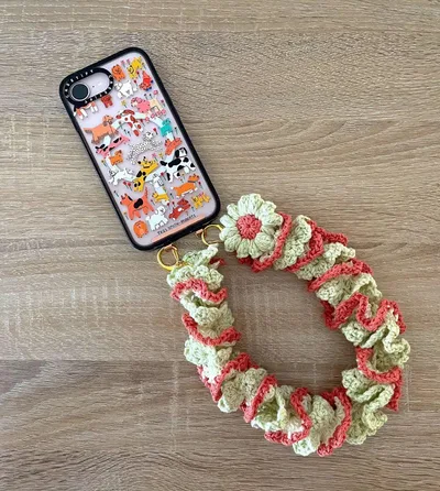 ハンドメイド スマホショルダーストラップ フリル