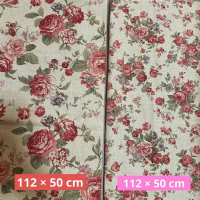 ❤︎ハンドメイド資材❤︎65❤︎ 綿麻バラ柄生地 大柄・小柄 各112×50cm