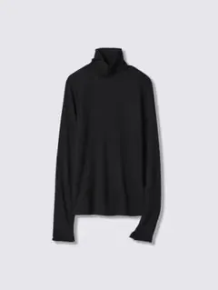 GU リブタートルネック長袖Tシャツ ブラック Lサイズ