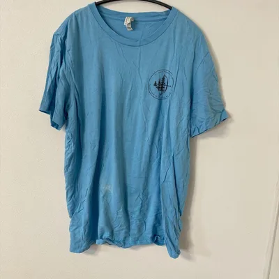 リズランジ Tシャツ Vネック 半袖 無地 S 青 綿 デイリー