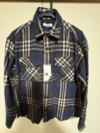 【新品タグ付き】WEGO ヘビーネルチェックシャツ ブルー系 S オーバーサイズ