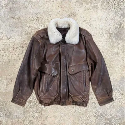 本革 レザージャケット フライトジャケット ボア襟 ヴィンテージ Leather
