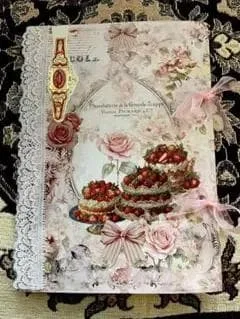 ハンドメイド コラージュノート 薔薇とケーキ