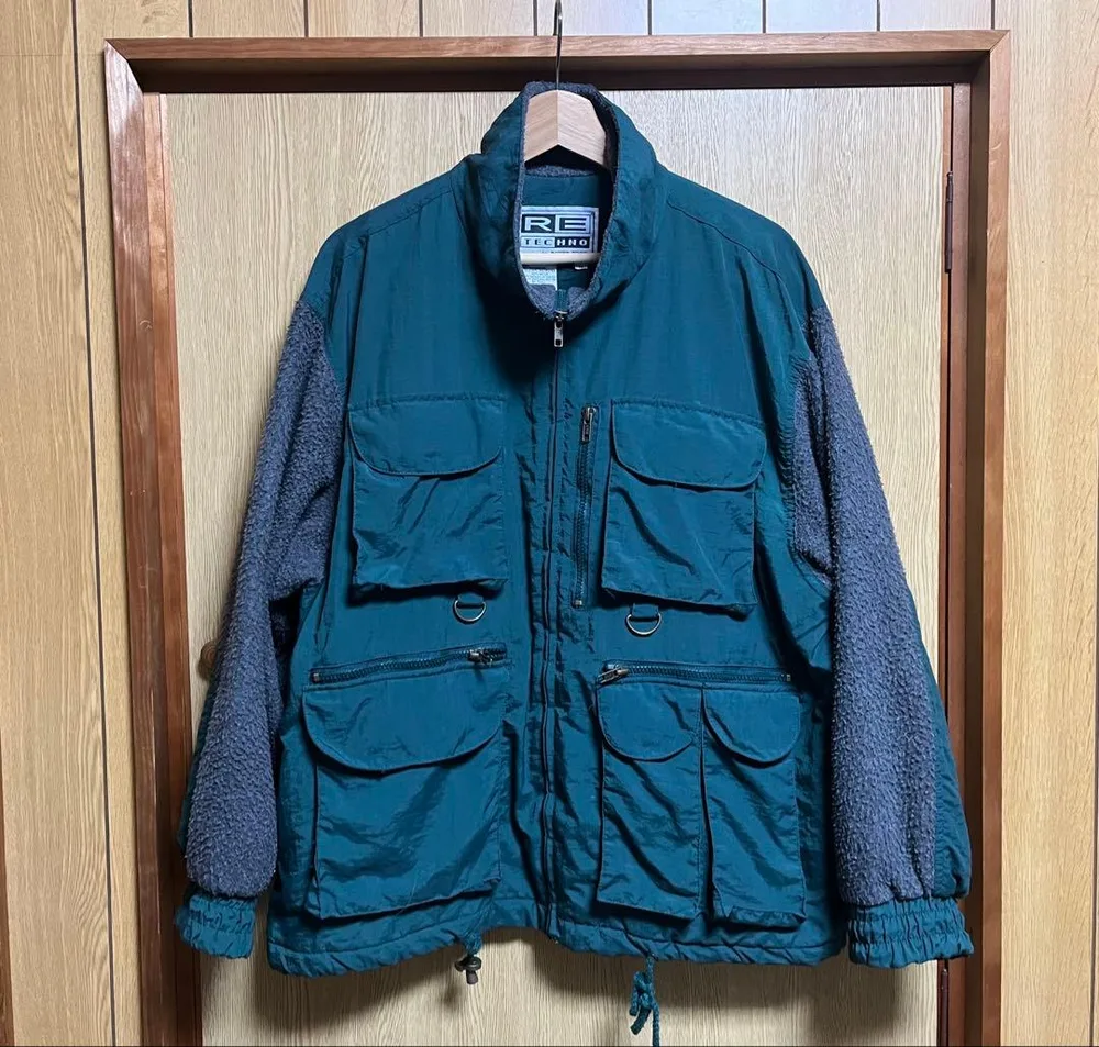 90s RIVER EDGE フィッシングフリースジャケット エディーバウアー