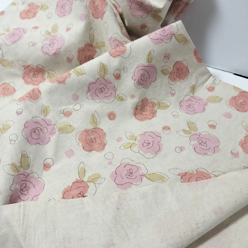 O 110×2m レトロ花柄 中肉 綿 生成り系 平成レトロ