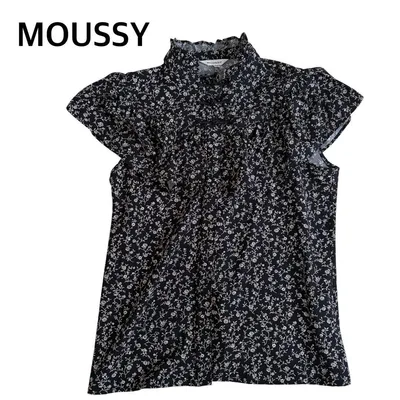 MOUSSY ノースリーブ ブラウス 花柄 フリルネック F