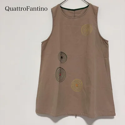 Quattro Fantino 渦巻き刺繍 ノースリーブチュニック エプロンにも