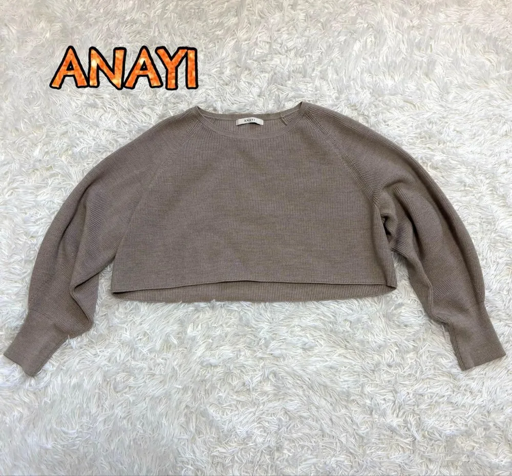 ANAYI アナイ リブニット クロップド プルオーバー グレージュ38