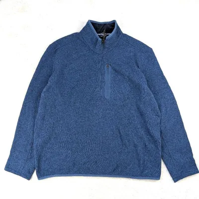 USA古着 LAND'S END ハーフジップフリース XL ブルー系 裏起毛