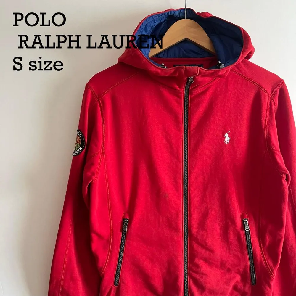 POLO RALPH LAUREN 袖ワッペン フルジップパーカー レッド S