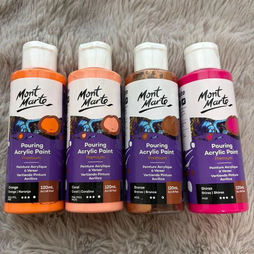 【Mont Marte 】ポーリングアクリル絵の具 120ml 4色セット