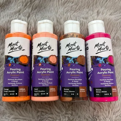 【Mont Marte 】ポーリングアクリル絵の具 120ml 4色セット