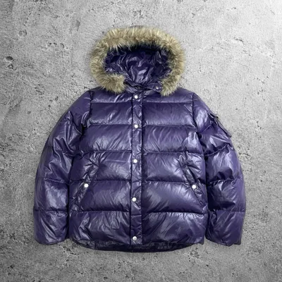 y2k glossy purple down puffer jacket