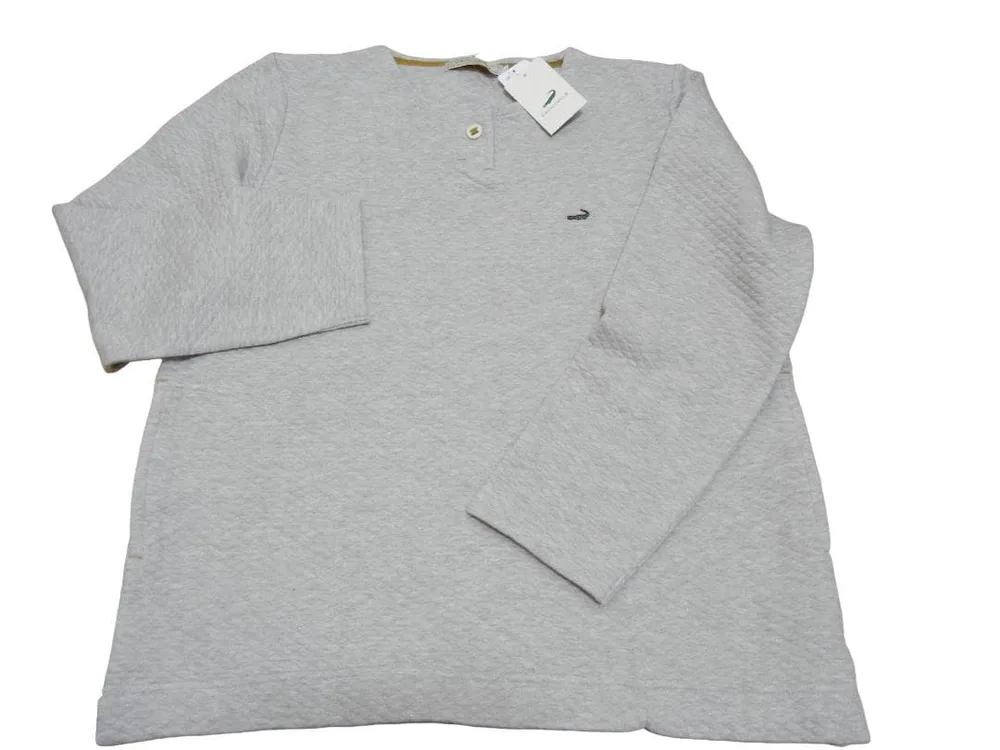 CROCODILE キルティング ヘンリーネック 長袖カットソー グレー L