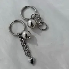 【新作】シルバー ステンレス 大人可愛い フープピアス ハート 天然石