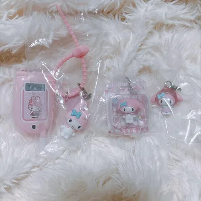 マイメロディ ガラケー風ミラー めじるしアクセサリーマイメロ4種セット