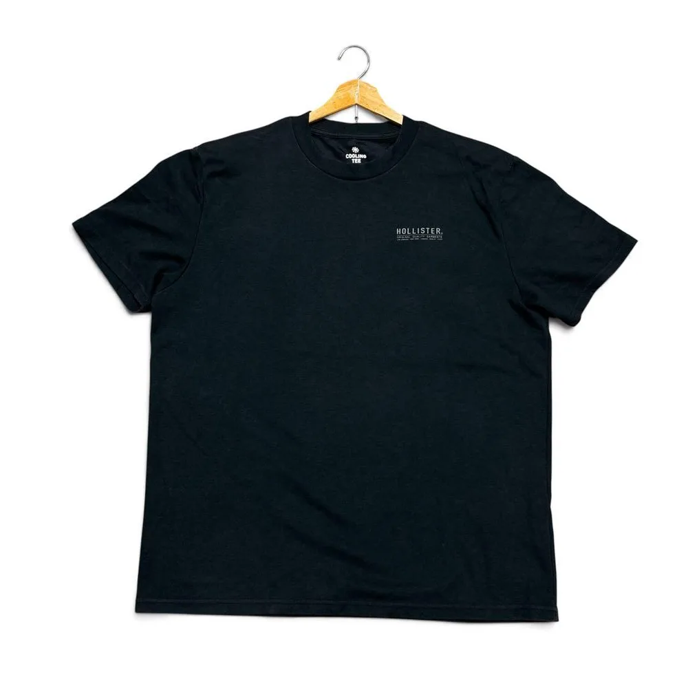 Hollister 半袖Tシャツ 黒 ロゴプリント クールT 接触冷感 綿混