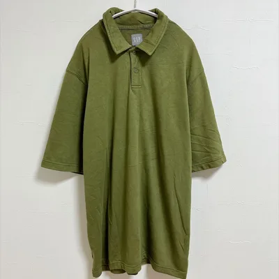 ギャップ ポロシャツ 襟 半袖 無地 L カーキ 綿 デイリー GAP ゴルフ