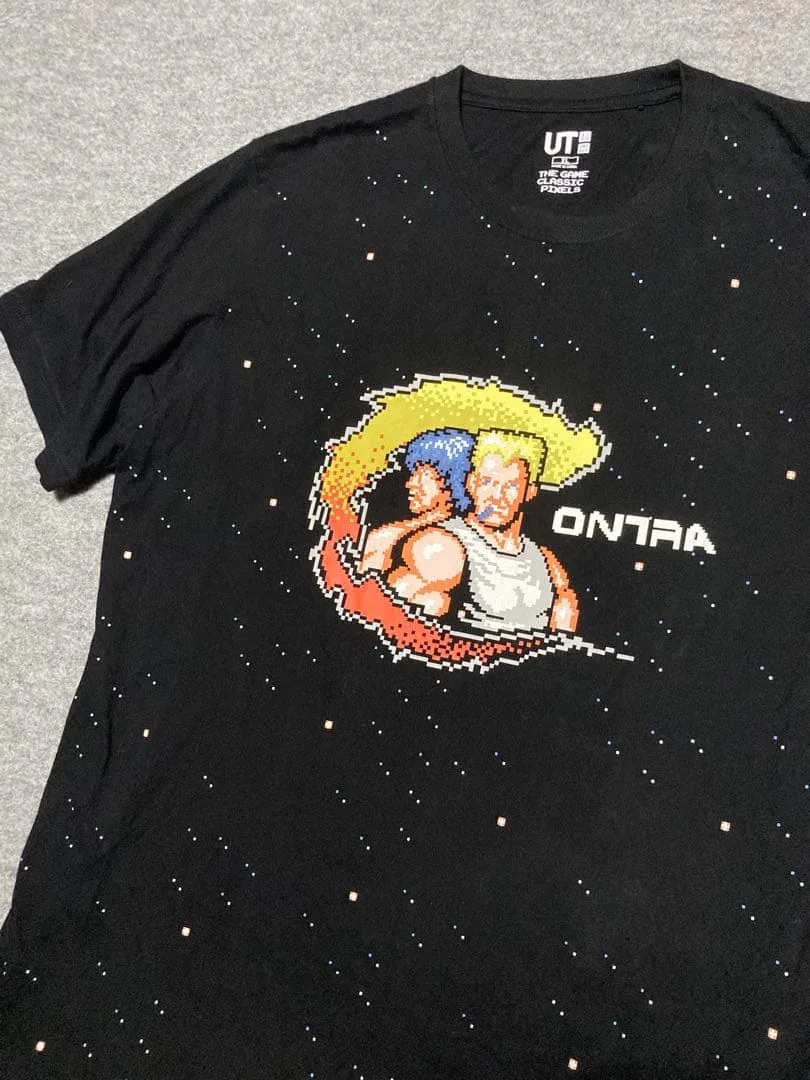 CONTRA ピクセルアート Tシャツ 黒 XLサイズ