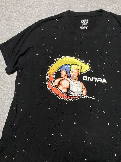 CONTRA ピクセルアート Tシャツ 黒 XLサイズ