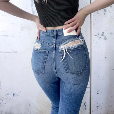 GYDA スキニーダメージデニム ダメージペグトップデニムパンツ 美尻 美脚