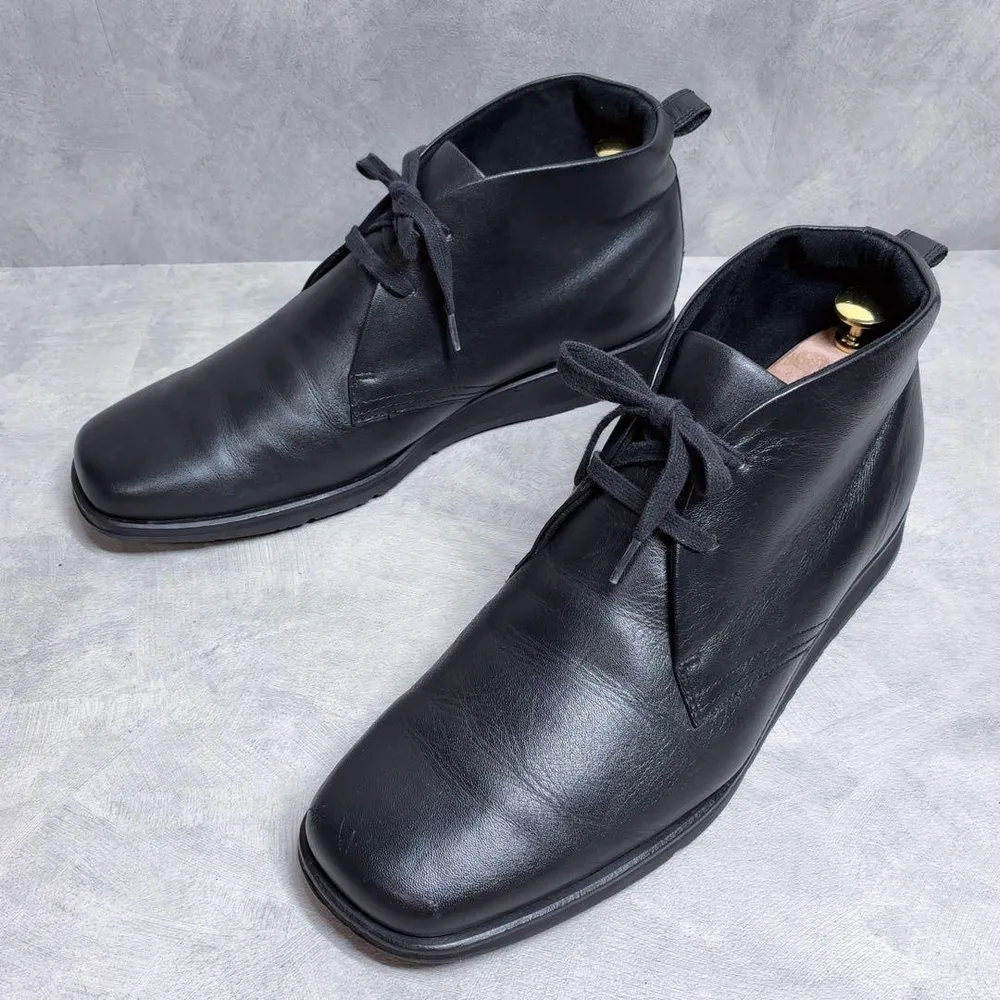 【アシックスウォーキング】チャッカブーツ 26.5 レザー 黒 ショートブーツ