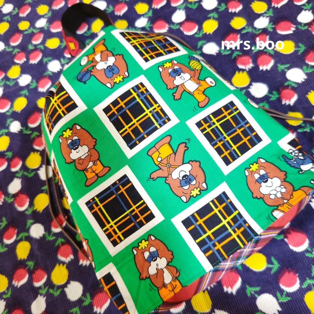 巾着バッグ ハンドメイド レトロ巾着 レトロバッグ 巾着袋