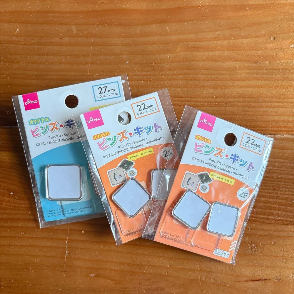 DAISO オリジナルピンズ・キット スクエア 22mm 27mm セット