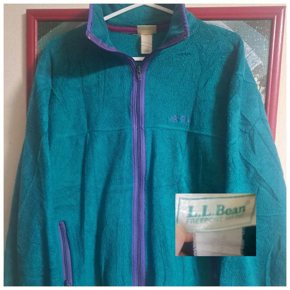80s USA製 L.L.Bean 筆記体 希少カラー フルジップフリース レア