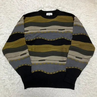 《年代物状態良色90s?》モザイクデザインニットセーターmen's if
