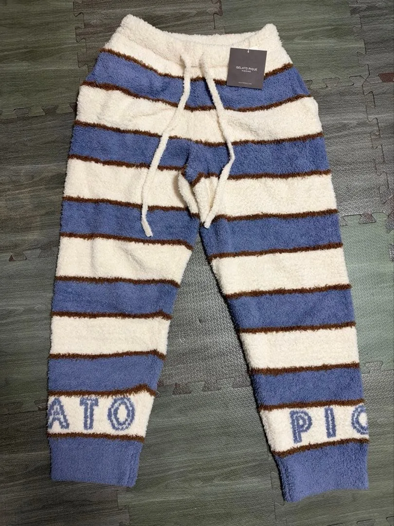 新品 GELATO PIQUE HOMME ボーダー ロングパンツ M
