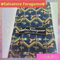 【⭐️Salvatore Ferragamo⭐️】フェラガモ ネクタイ ネイビー