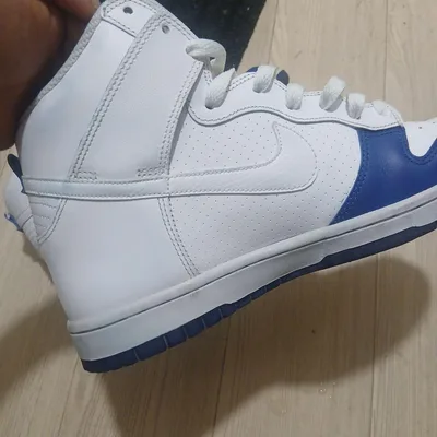 รองเท้าผ้าใบ NIKE Dunk High สีขาวน้ำเงิน