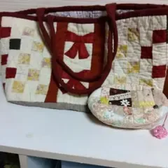 ハンドメイド パッチワーク トートバッグ ポーチ セット