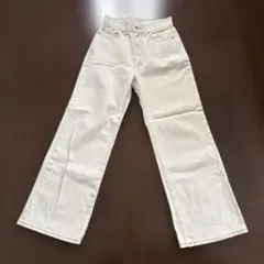 opaque.clip WWF ハイウエスト ワイドデニムパンツ アイボリー