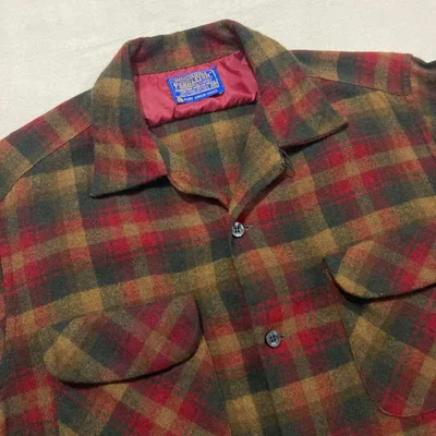60s 70s Pendleton ウール オープンカラーシャツ