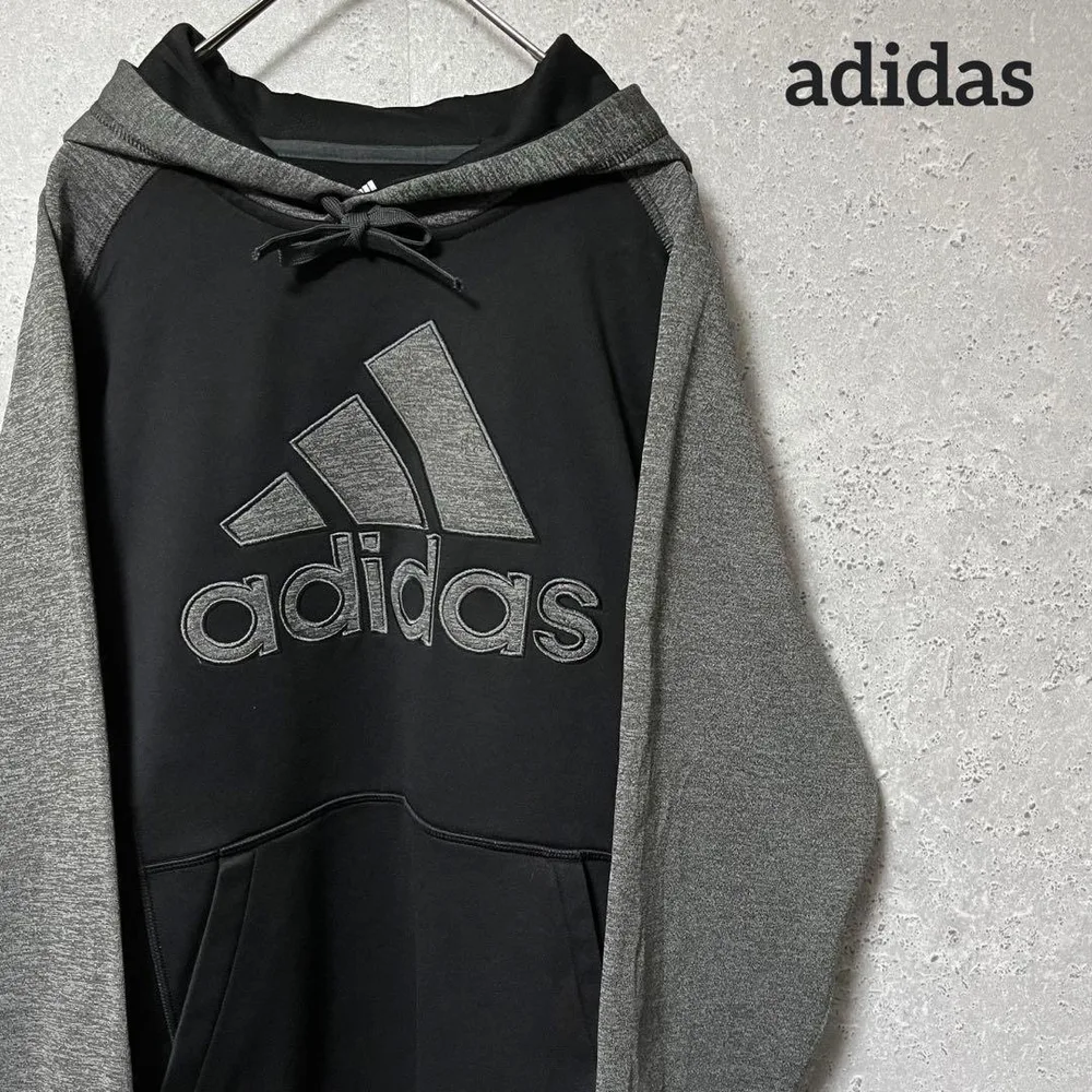 adidas アディダス パーカー ビッグロゴ ラグラン プルオーバー M