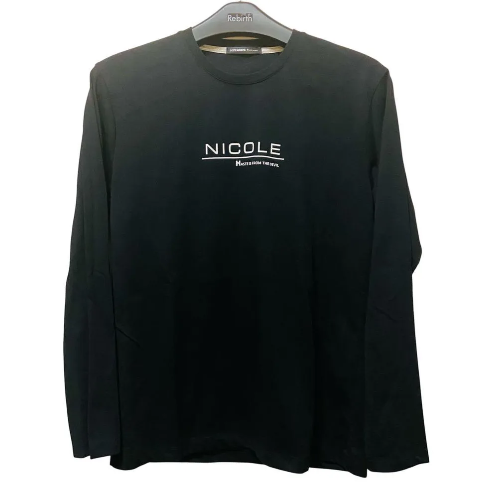 ハイダウェイ ニコル 長袖Tシャツ L相当 ブラック ロゴロンT