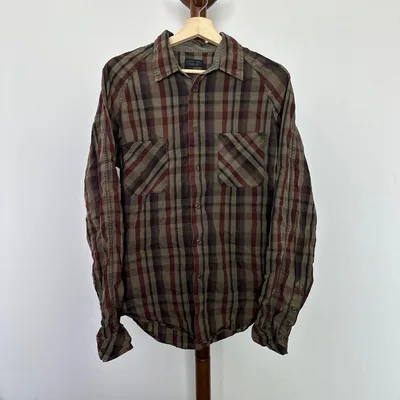 ZARA MAN チェック柄 長袖シャツ ブラウン系 Lサイズ