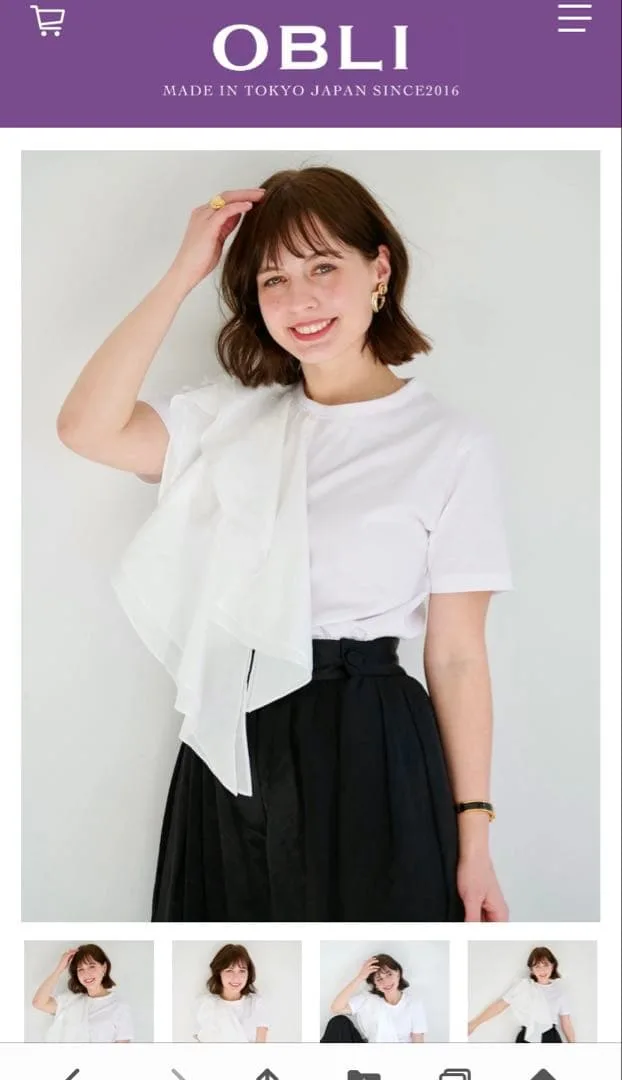 新品未使用 OBLI ダブルフリルTシャツ フリーサイズ