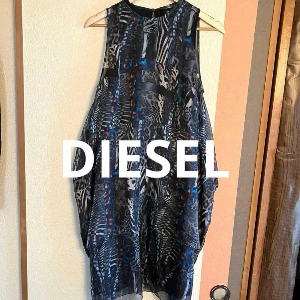 【雰囲気抜群❗️】DIESEL アニマル柄 総柄 ノースリーブ ワンピース Y2K