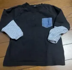 子供用トレーナー 100cm ブラック 袖口ボーダー
