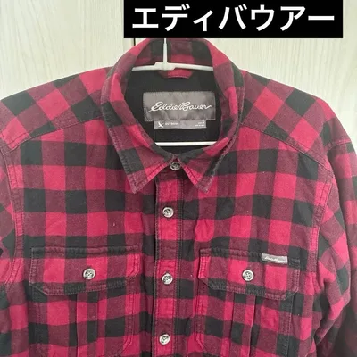 【Eddie Bauer】 メンズ ネルシャツ S 裏ボア暖か