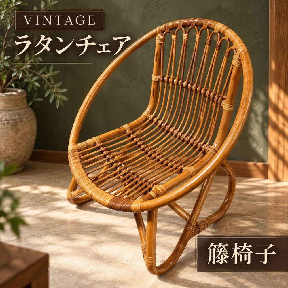 ヴィンテージ ラタンチェア アジアン 籐椅子 アンティーク 籐家具 インテリア