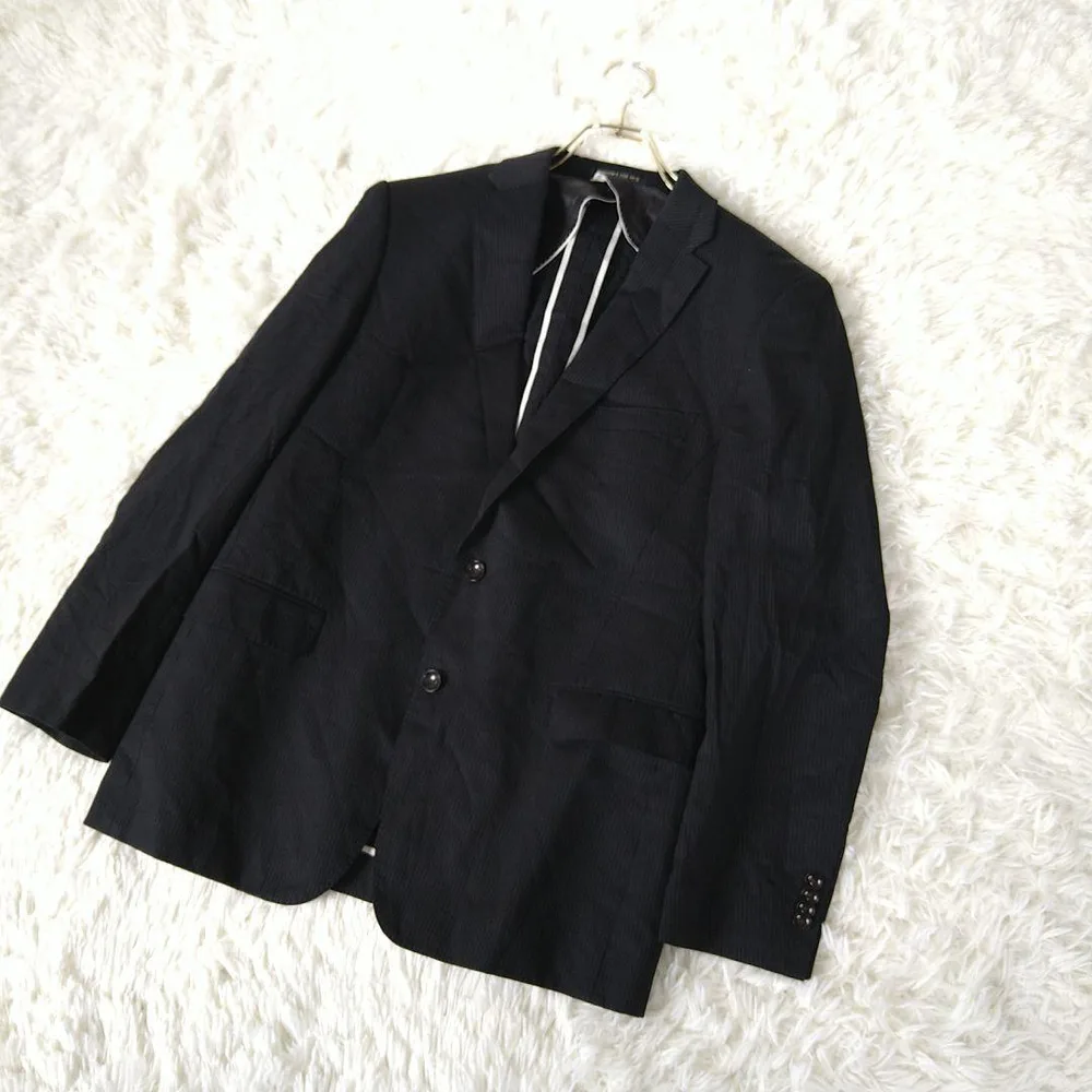 PERSON'S FOR MEN ストライプ テーラードジャケット 黒 ウールL