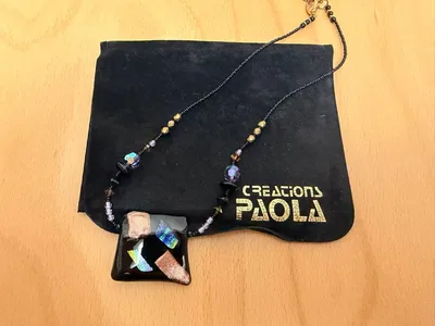 CREATIONS PAOLA ベネチアングラス ネックレス 黒 ペンダント