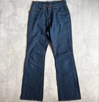 【70s vintage】フレアデニムパンツ ブーツカット 月桂樹ボタン 濃紺